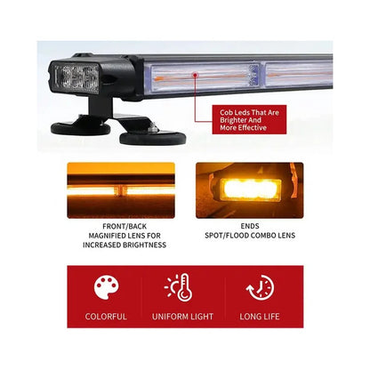 Baliza Led Techo Destellante Ámbar Estrobo Auto 12v Imán 65c