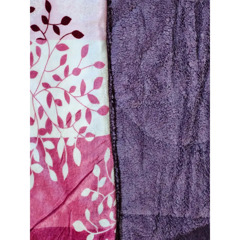 Plumón Cobertor Cubrecama Plush Chiporro Funda 2p Diseños Lila Mod4 Hojas