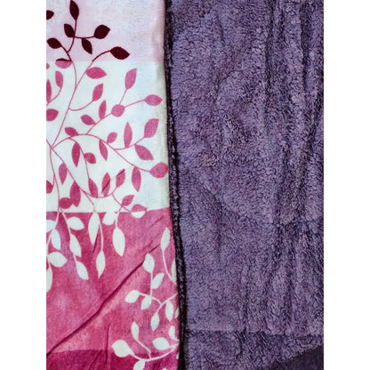 Plumón Cobertor Cubrecama Plush Chiporro Funda 2p Diseños Lila Mod4 Hojas