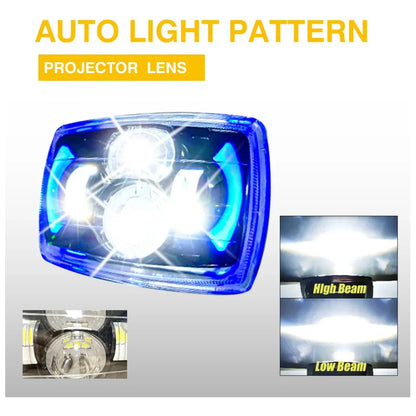 Foco Óptico Led Rectangular Con Drl Luz Diurna Auto Moto Cables Blanco/azul D0051 Blanco Frio / Azul