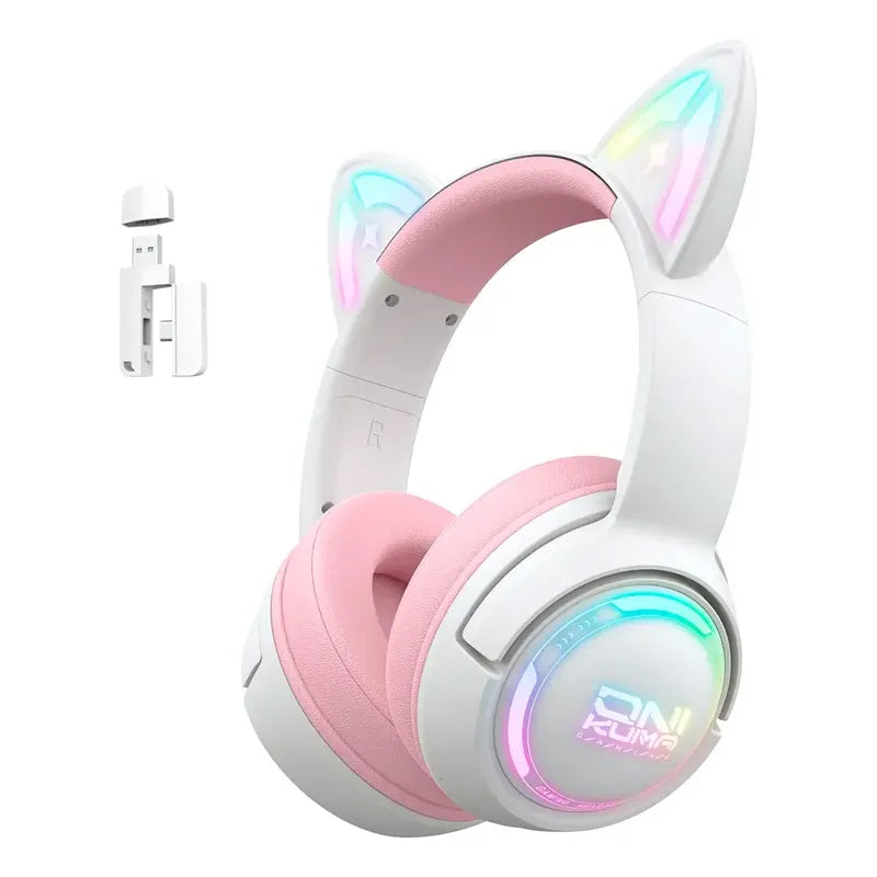 Auriculares Gamer Onikuma Gt838 Triple Conexión Rgb Mic Rosa