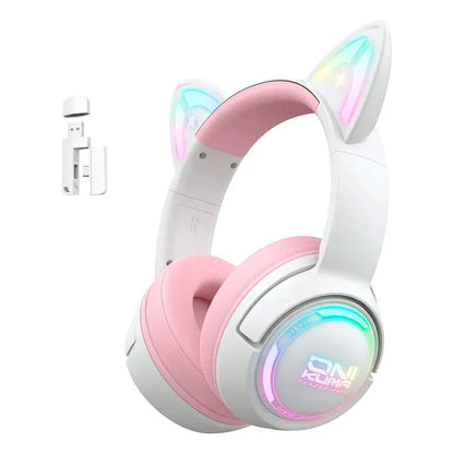 Auriculares Gamer Onikuma Gt838 Triple Conexión Rgb Mic Rosa