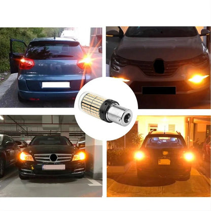 X2 Ampolleta 144 Led Intermitente Py21 Pata En V 12v Ámbar