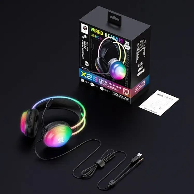 Audifonos Gamer Alámbrico Onikuma X29 Luz Led 3.5mm Negro