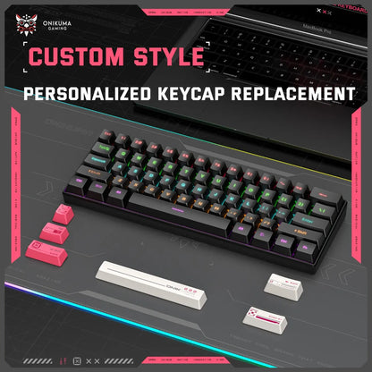 Teclado Mecanico Compacto Onikuma G55 Con Reemplazo Teclas Negro Rosa Bkanco G55 Inglés Us