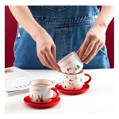 Taza De Navidad Con Plato Y Cuchara Taza Té Cafe Santa Claus