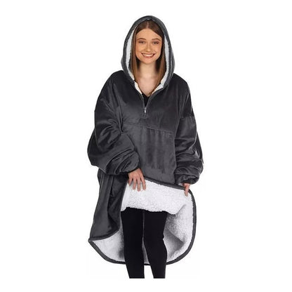 Polerón Con Capucha Sudadera Manta Sherpa Invierno Huggle/r&