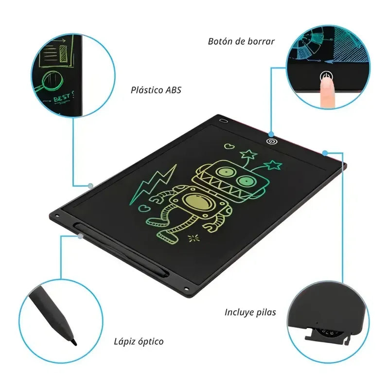 Tableta Dibujo Digital Lcd 8.5 Pizarra Mágica Electrónica Color Negro 2123