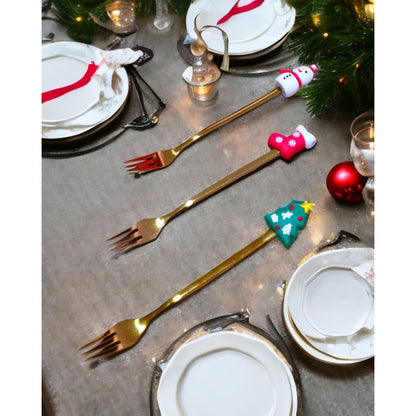 X6 Set Servicios Navideños Cuchara Tenedor Decoración Navida
