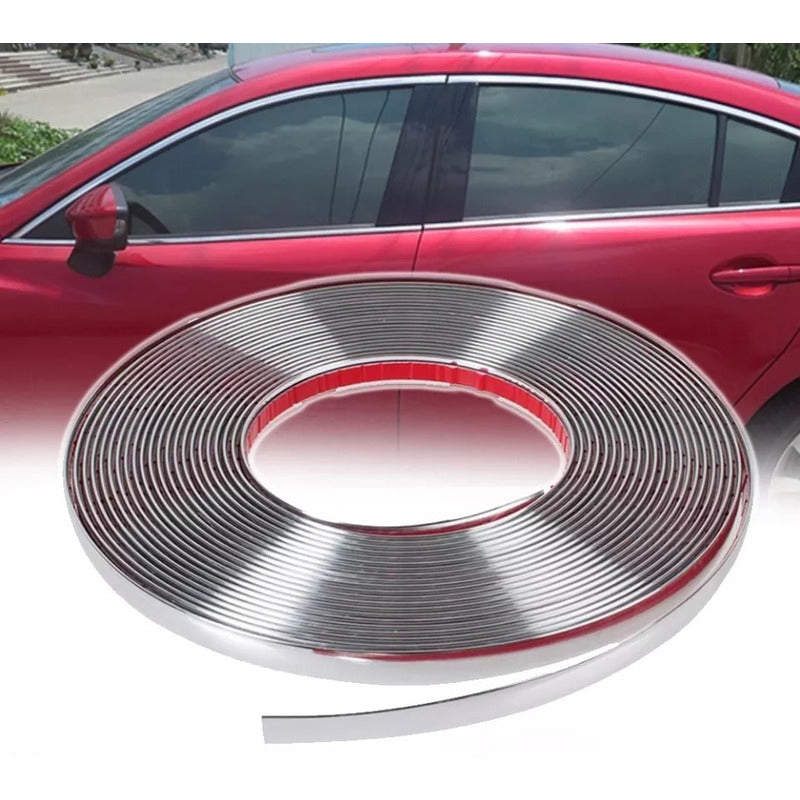 Moldura Cromada 18mm Adhesiva Auto Tuning Universal /ryc