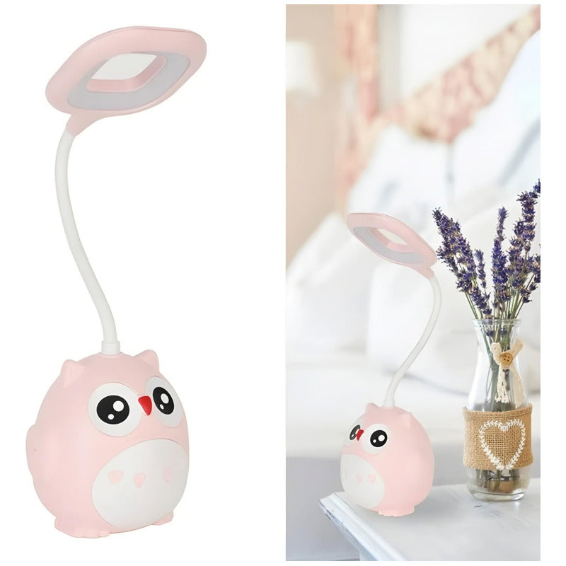 Lámpara Led De Mesa Recargable Cn Portalapiz Búho Kawaii R&c