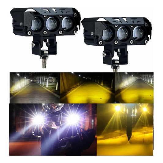 X2 Neblinero Bicolor Lupa Moto Auto Antiniebla Blanc Amarill