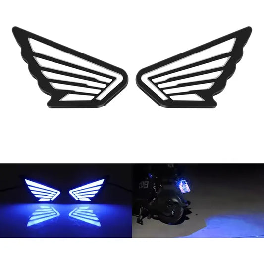 X2 Luz Led Moto Auto- Alas Ojos Devil Luz Patente Decoracio Positivo Negativo Alitas 184504 Azul