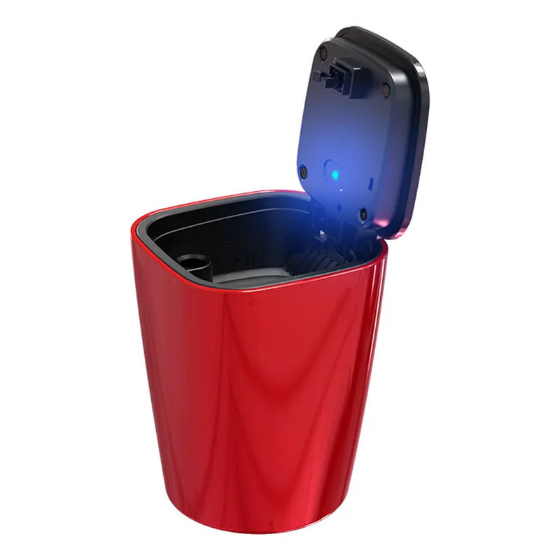 Cenicero Con Luz Led Y Tapa Abre Fácil Monedero Auto Casa Rojo Yd-01