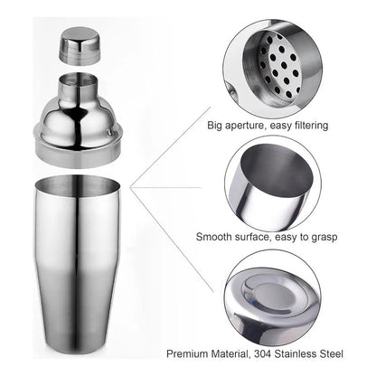 Set Coctelera Con Filtro 550ml + Jigger Medidor 15/30ml