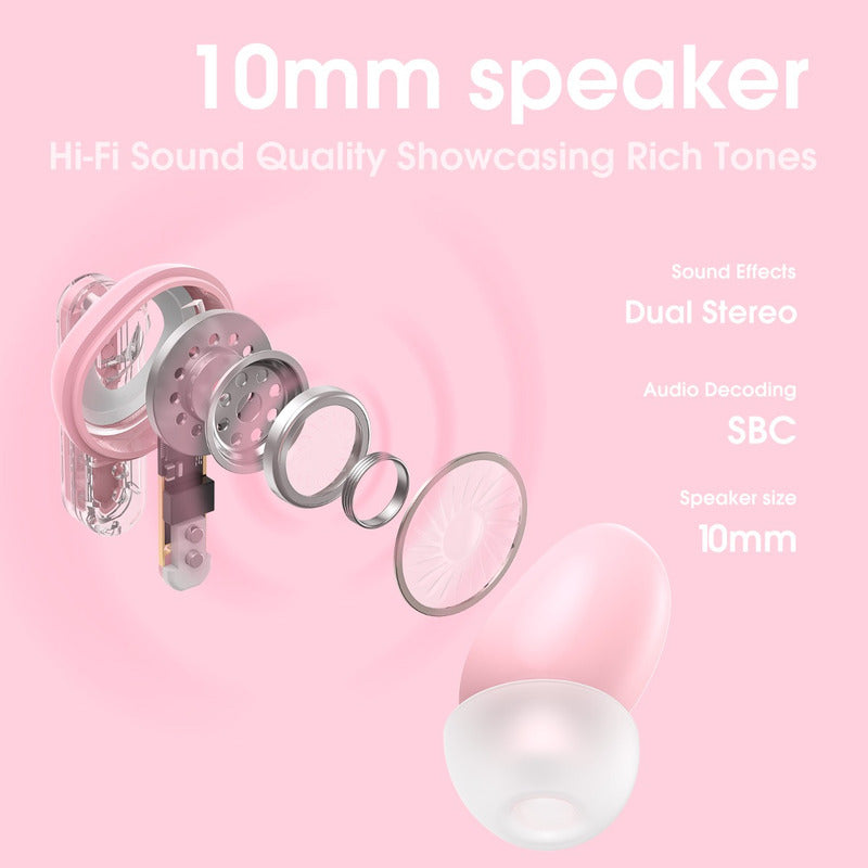 Auriculares Bluetooth Onikuma T5 Tws Reducción De Ruido Pink Color T5 Pink