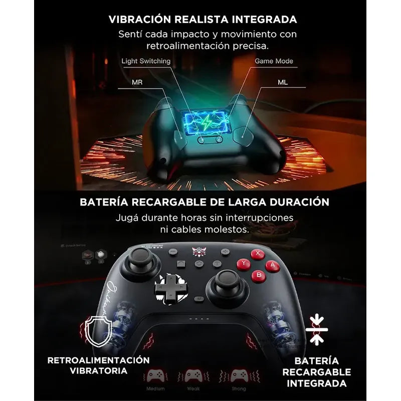 Joystick Inalambrico Onikuma C1 Bluetooth Giroscopio 6 Ejes Negro