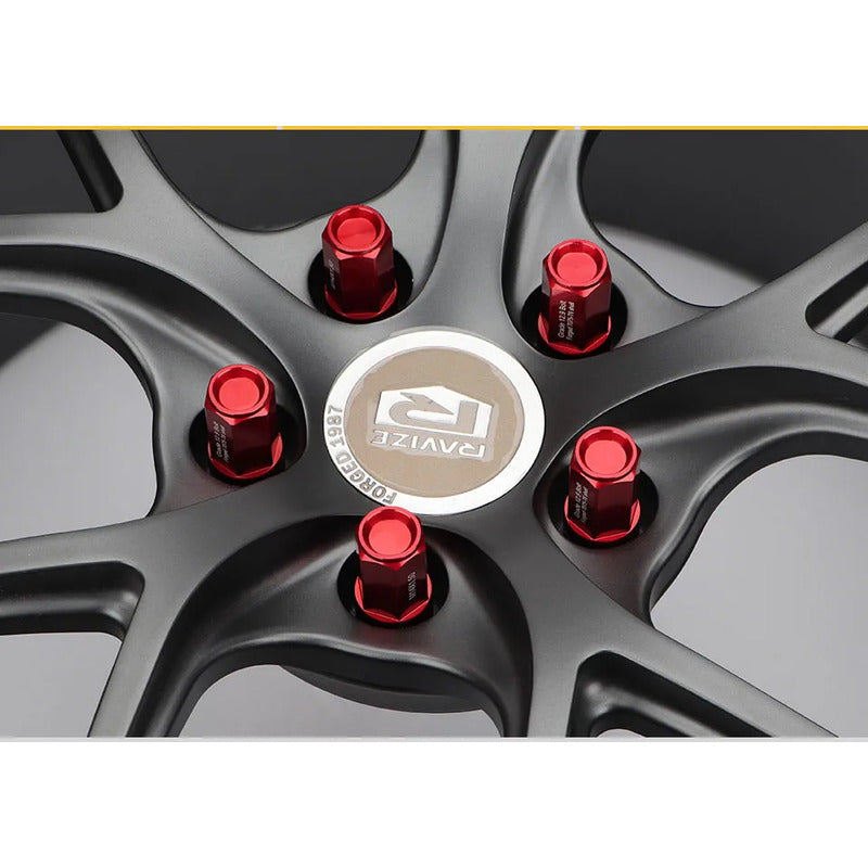 Set 20 Pernos De Llanta Doble Cabezal + Llave M14 Tunning Rojo M14x1.5