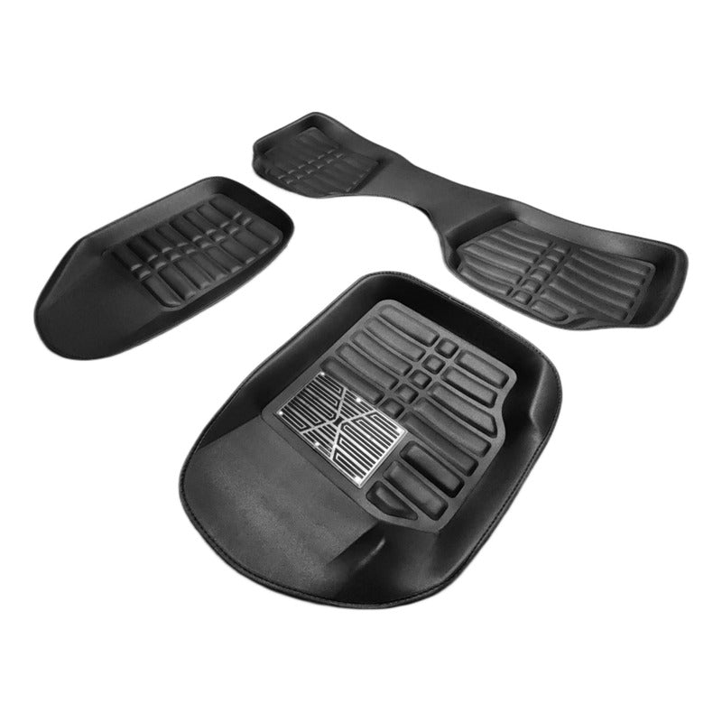 Alfombra Piso Tipo Bandeja Auto 3 Pieza Camello Impermeable Negro