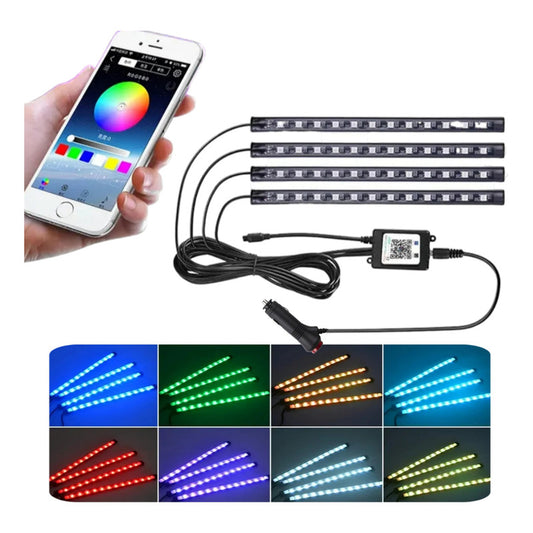 Tira X4 Luz Led De Piso Interior Bluetooth Auto Tunning/ Ryc