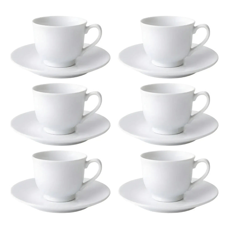 X6 Tazas Espresso De Cerámica Con Platillo 90 Ml Desayuno Blanco 12488 Taza Espresso Apilable Loza