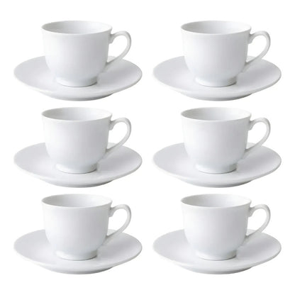 X6 Tazas Espresso De Cerámica Con Platillo 90 Ml Desayuno Blanco 12488 Taza Espresso Apilable Loza