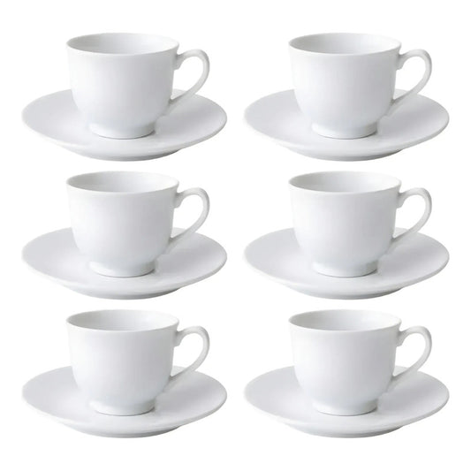 X6 Tazas Espresso De Cerámica Con Platillo 90 Ml Desayuno Blanco 12488 Taza Espresso Apilable Loza