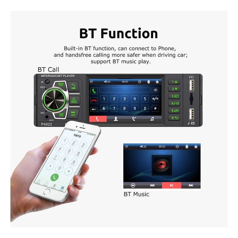 Radio Auto 1 Din Con Pantalla 4.1 + Cámara De Retroceso /r&c