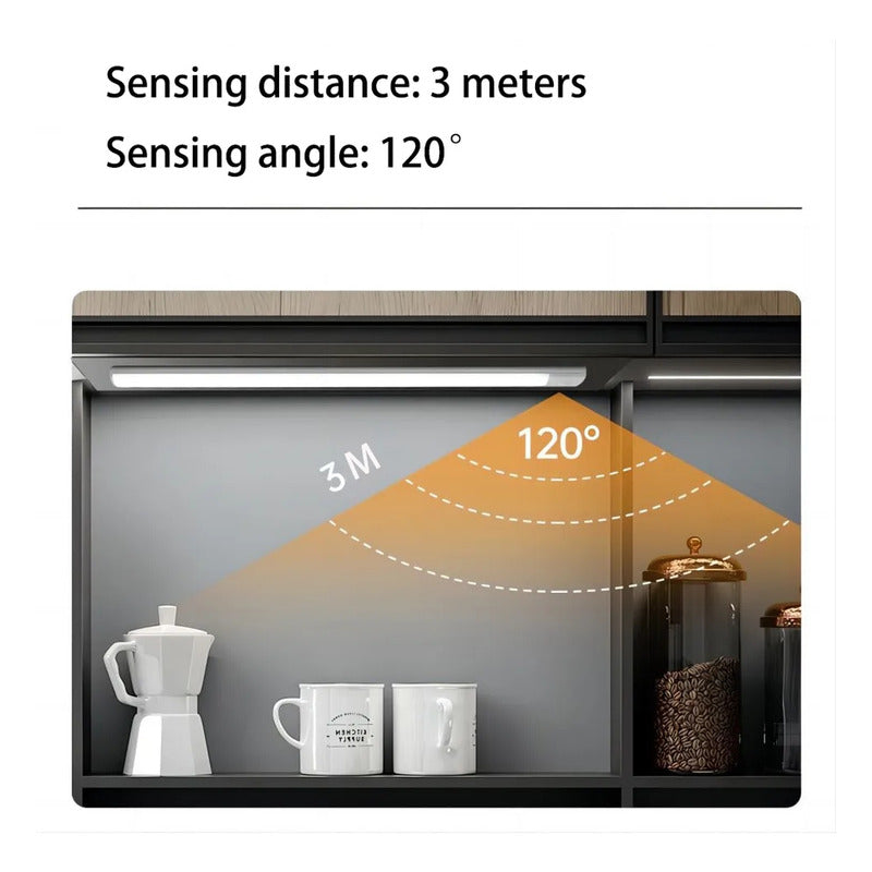 Luz Led Con Sensor Movimiento Recargable Closet Baño Cocina Estructura Gris