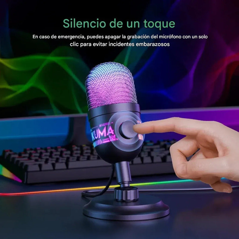 Micrófono Gamer Onikuma M930 Rgb Usb 48khz Monitoreo En Vivo Negro
