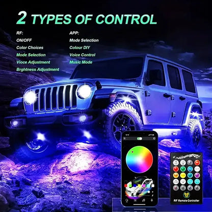 Kit Luz De Chasis 3d 36led Rgb Bluetooth Control 12v Tunning