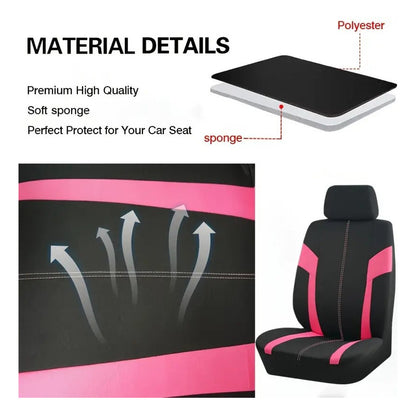 Set Fundas Cubre Asiento Para Mujer Rosa - Negro 9pcs R&c