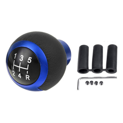 Pomo Palanca De Cambio Redondo Eco Cuero Negro-azul 71a