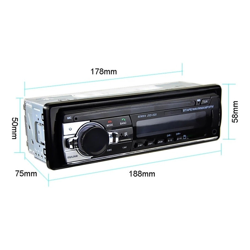 Radio De Auto 1 Din Bluetooth Usb Mp3 Microsd Auxiliar