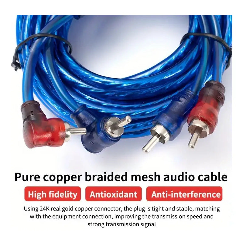 Cable Rca 2x2 Audio Estéreo Para Auto 5mts Con Conectores