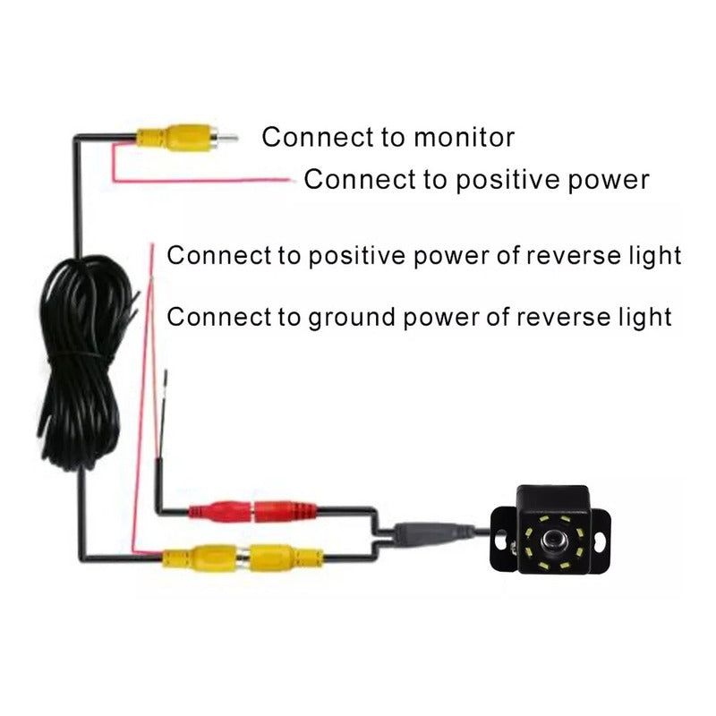 Cámara Retroceso Hd Nocturna Infrarrojo + 8 Led /r&c Negro Patente