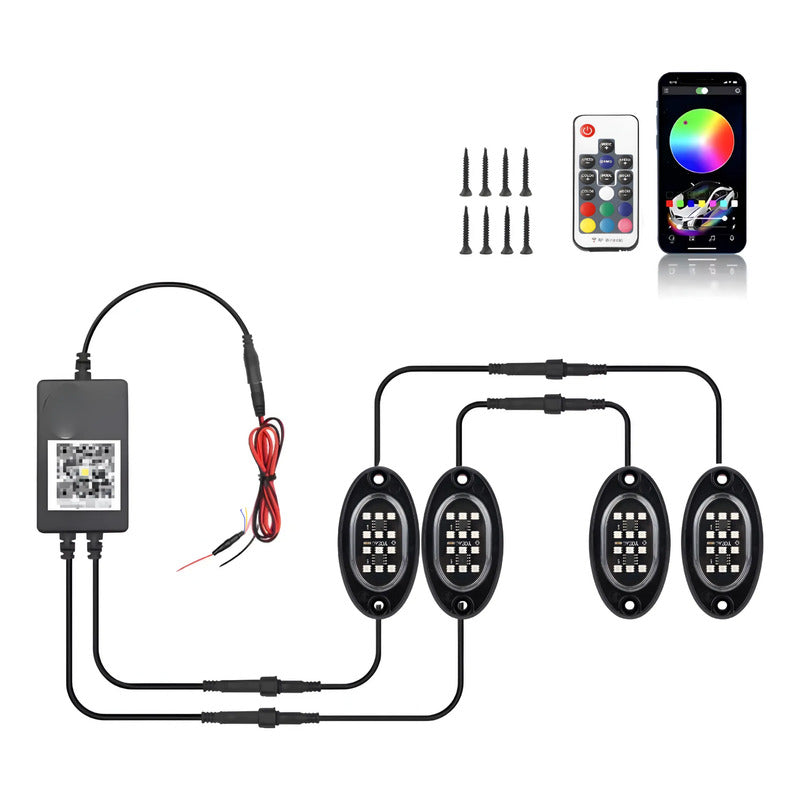 Kit Luz De Chasis Bluetooth 12led Rgb +control Tunning 12v