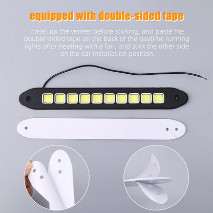X2 Tira Led Cob Alto Brillo Neblineros Adhesivo Diseño Auto