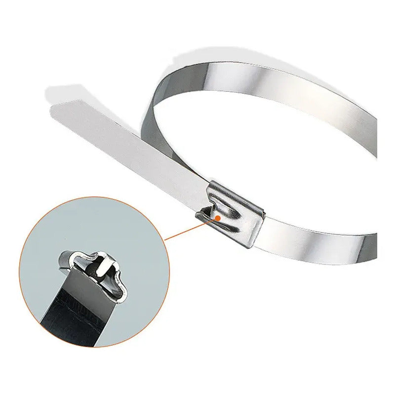 X5 Amarras Metalica Acero 304 Abrazadera 4.6x350mm Bridas Plateado 52715