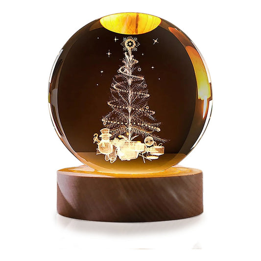 Esfera De Cristal Lámpara Noche Diseño Navidad 3d Bola 8cm