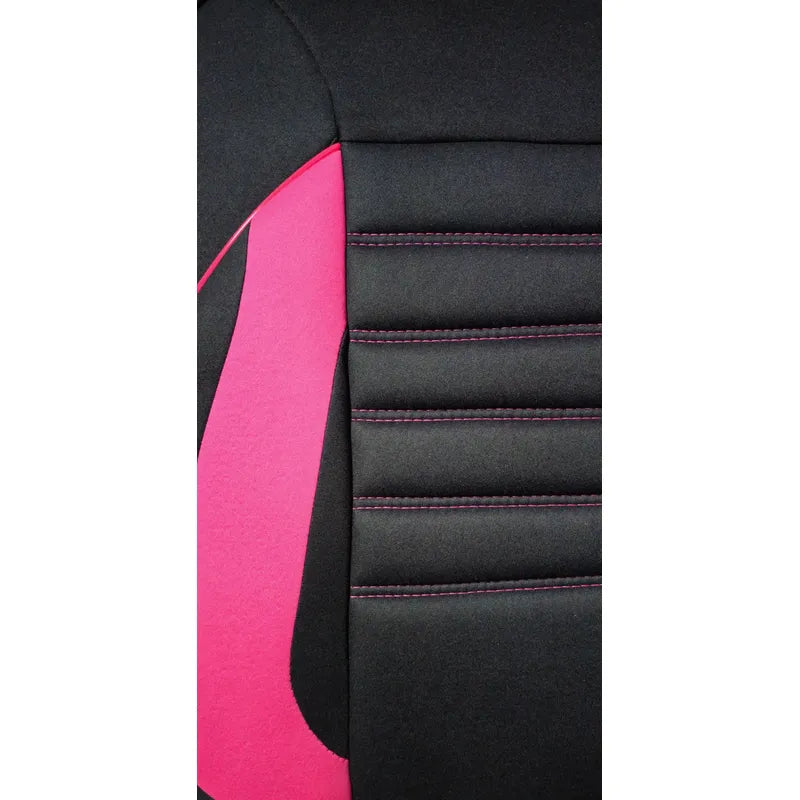 Set Fundas Cubre Asientos 11pcs Para Auto Premiun Acolchadas Negro Fucsia 1703t