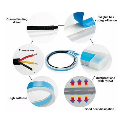 X2 Tira Led Flexible Para Foco Direccional Ámbar Blanca 60cm