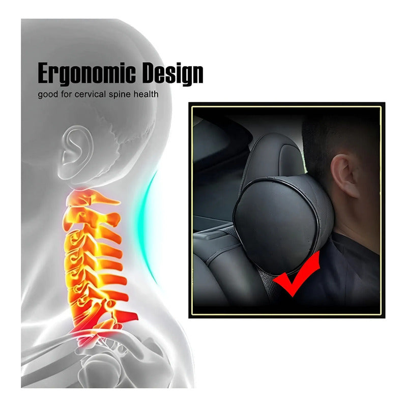 Reposa Cabeza Cojín Apoyo Lumbar Auto Eco Cuero Cilíndrico Negro Eco Cuero 14214