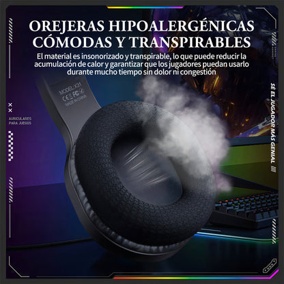 Audifono Gamer Profesional Onikuma X31 Microfono Hd Luz Rgb Negro X31