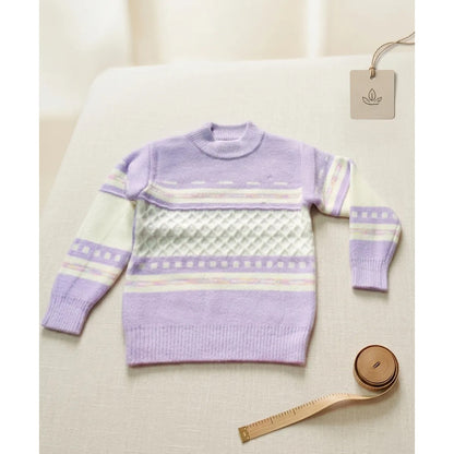 Sweater De Niña Tejido Polerón Teen Cuello Alto Sueter T8-16 Lila 736 Trenzado 150