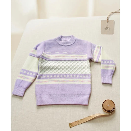 Sweater De Niña Tejido Polerón Teen Cuello Alto Sueter T8-16 Lila 736 Trenzado 150