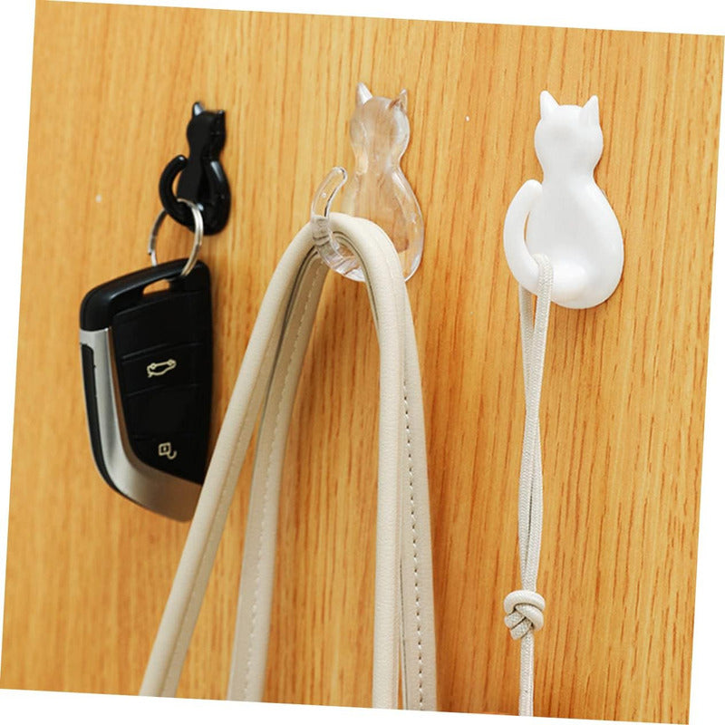 X6 Gancho Colgador Adhesivo De Gatitos Perchero Baño Cocina