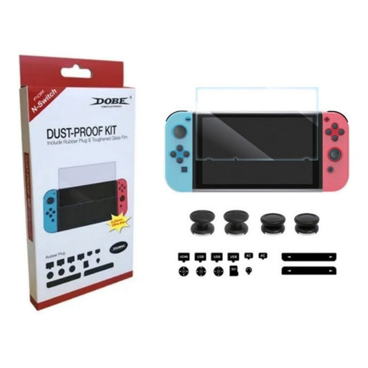 Kit Protector Anti Polvo Nintendo Switch Lámina Mica + Goma