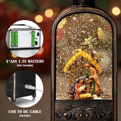 Farol Navideño Con Luz Led Música Lámpara Navidad Pesebre