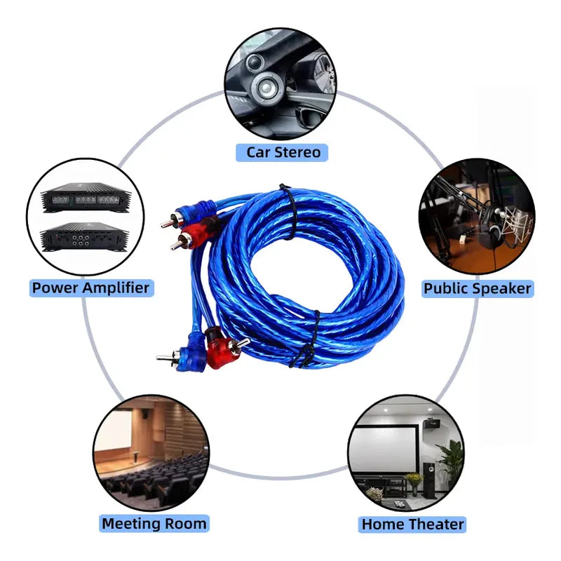 Cable Rca 2x2 Audio Estéreo Para Auto 5mts Con Conectores